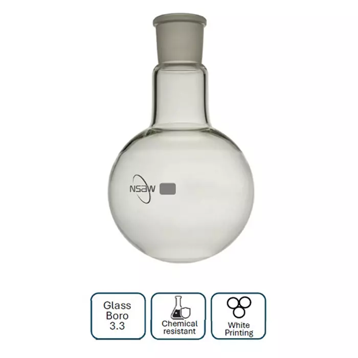 NSAW Round Bottom Boiling Flask 3000 ml Single Neck 40/38 Socket Size Borosilicate Glass Transparent