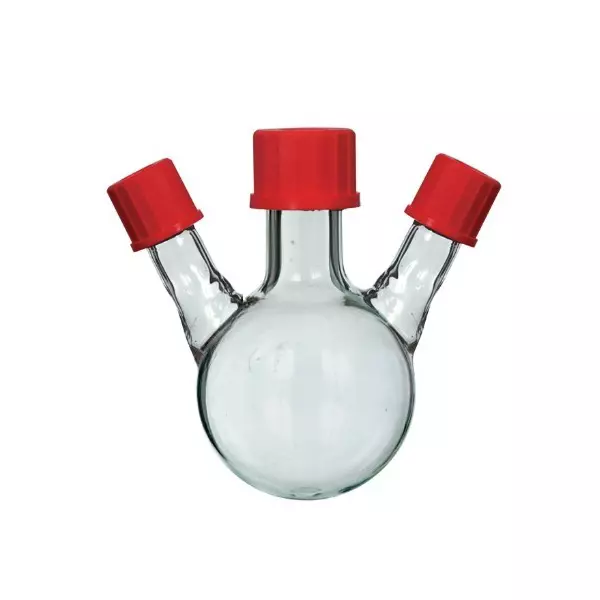 ABGIL Round Bottom Boiling Flask Borosilicate Glass With Screw Cap on Three Necks (Angled) 3000 ml Capacity, ABG2037