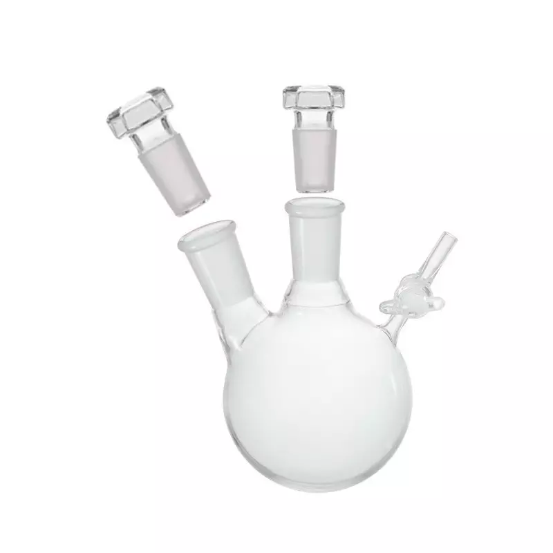 ABGIL Heavy Wall Round Bottom Schlenk Boiling Flask Borosilicate Glass Two Necks (Angled) 5000 ml Capacity, Center Neck Socket Size B-24(24/29) and Side Neck Socket Size B-24(24/29), ABG2327