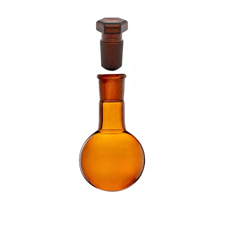 ABGIL Round Bottom Boiling Flask Borosilicate Glass Amber With Socket & Stopper 5000 ml Capacity B-50(50/42) Socket Size, ABG1759