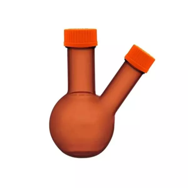 ABGIL Round Bottom Boiling Flask Borosilicate Glass Amber With Screw Cap on Two Necks (Angled) 1000 ml Capacity, ABG1937