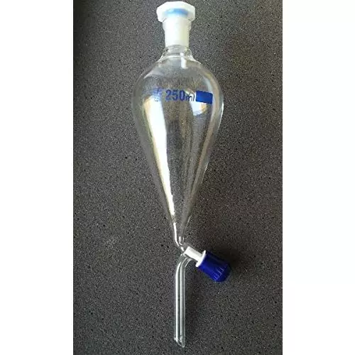 WKM 250 ml Borosilicate Glass Separating Funnel Pack of 2 Pcs