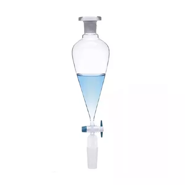 ABGIL Separating Funnel Pear Shape With Joint PTFE Stopcock Plug Type & Interchangeable Stopper 5 L Transparent, FS-T-391-08