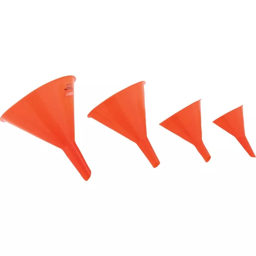 Kennedy Funnel Set Straight Rigid Nozzle Various Size Polyethylene (Pack of 4)