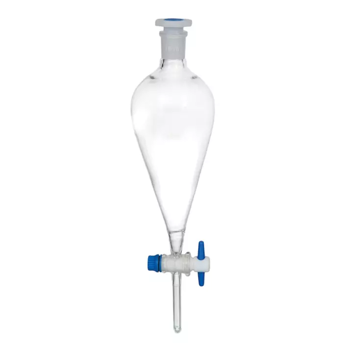 ABGIL Separating Funnel Pear Shape with Interchangeable Stopper PTFE Stopcock & Graduation 5 L Transparent Borosilicate Glass, FSP-T-406-08