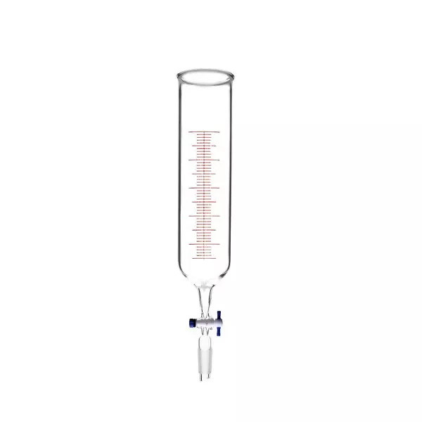 ABGIL Borosilicate Glass Graduated (Scale) Open Top Dropping Funnel Cylindrical with Joint, PTFE Stopcock (Plug), 500 ml Capacity, Cone Size B-24(24/29), ABG3064