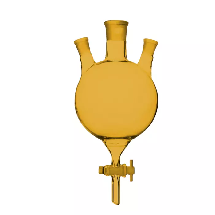 ABGIL Separating Funnel Three Neck Flask Type with PTFE Stopcock & Interchangeable Stopper 500 ml Amber Borosilicate Glass, FSTN-AC-415-02