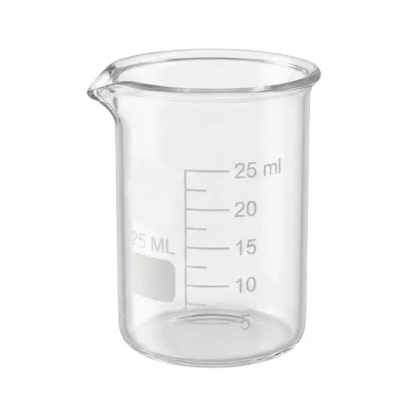 Bysafe 25 ml Beaker Clear Borosilicate Glass 3.3 With Graduation and Spout, 0X-X24B-3MF6 (Pack of 6)