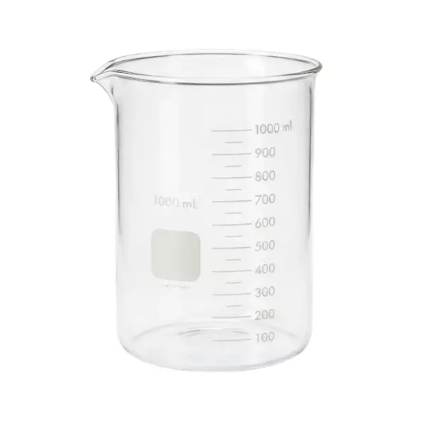 Bysafe 1 L Beaker Clear Borosilicate Glass 3.3 With Graduation and Spout, OMG08 (Pack of 2)