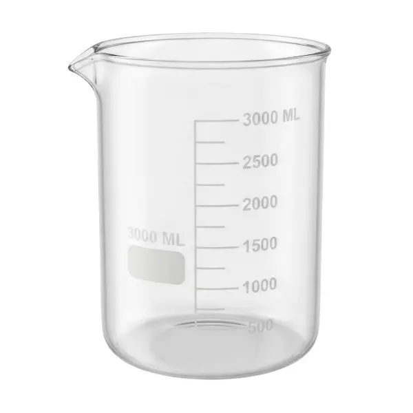Bysafe 3 L Beaker Clear Borosilicate Glass 3.3 With Graduation and Spout, OMG10