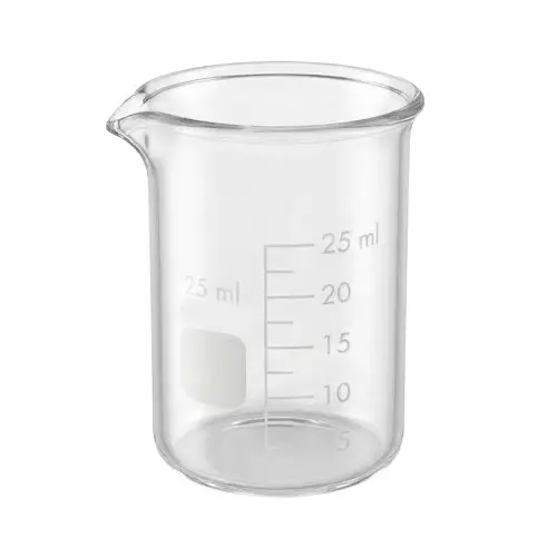 Bysafe 25 ml Beaker Clear Borosilicate Glass 3.3 With Graduation and Spout, OMG03 (Pack of 6)