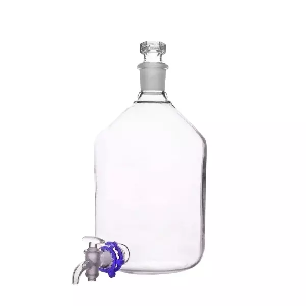 ABGIL Borosilicate Glass Aspirator Bottle Narrow Mouth with Interchangeable Stopcock 3000 ml, ABG801
