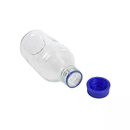 Bysafe 1 L Wide Mouth Reagent Bottle Clear Borosilicate Glass 3.3 With GL45 Blue Screw Cap (Pack of 2)