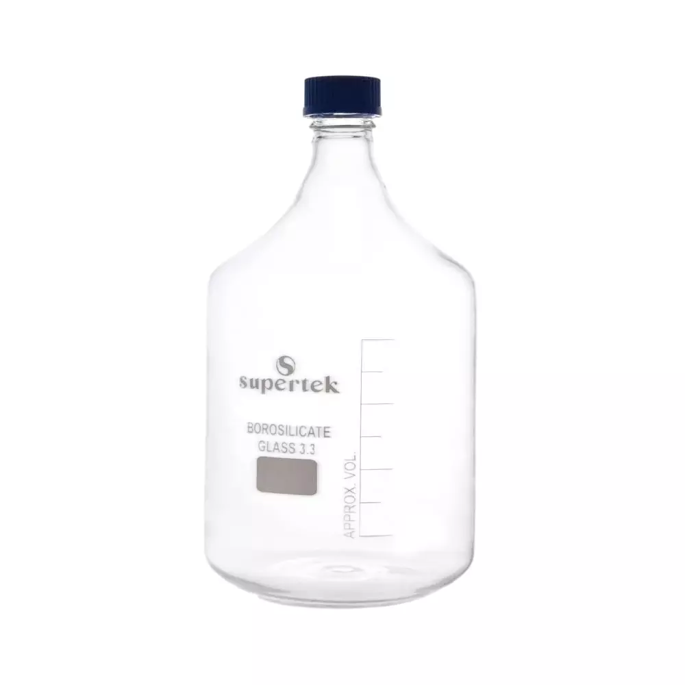 Supertek 3 L Reagent Bottle Long Neck Heavy Duty With Screw Cap and GL-45 Thread, 12.109.3000