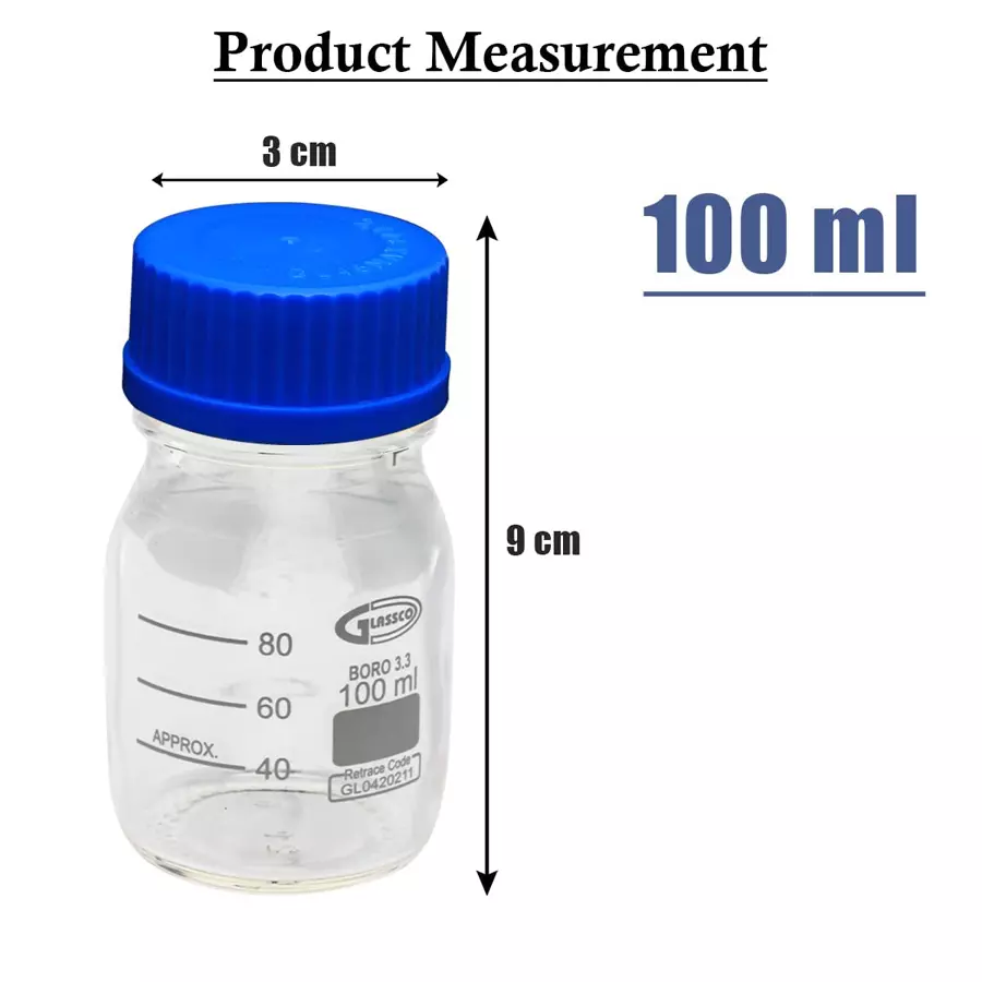 glassco-gc-274202g05pcs-chemical-bottle-with-reagent-narrow-clear-mouth-100-ml-pack-of-5-pcs