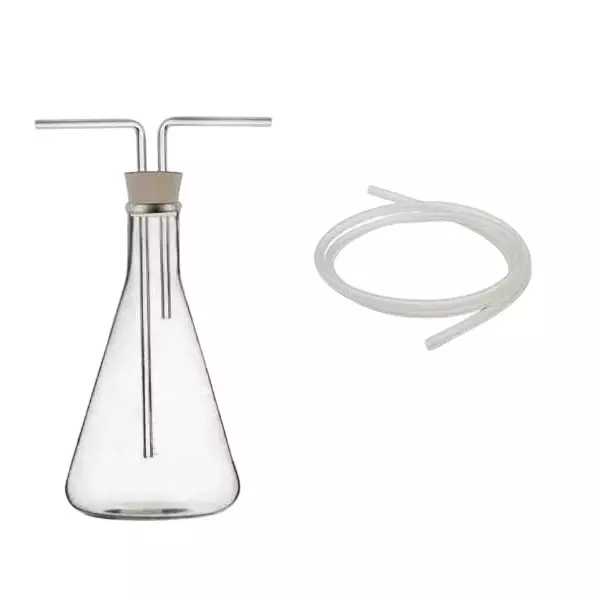 ABGIL Borosilicate Glass Laboratory Washing Bottle Flask with Rubber Tube 250 ml, ABG2592