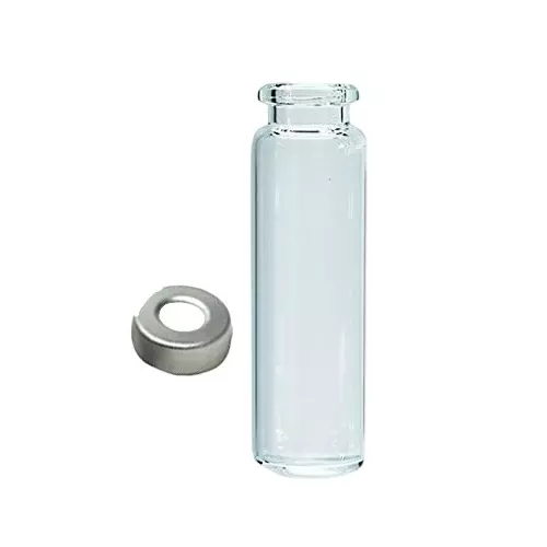 Bysafe 20 ml Crimp Top Glass Vial Clear With Beige White Si/PTFE Septa and Aluminium Cap, 9K-K4X0-LDUV (Pack of 100)