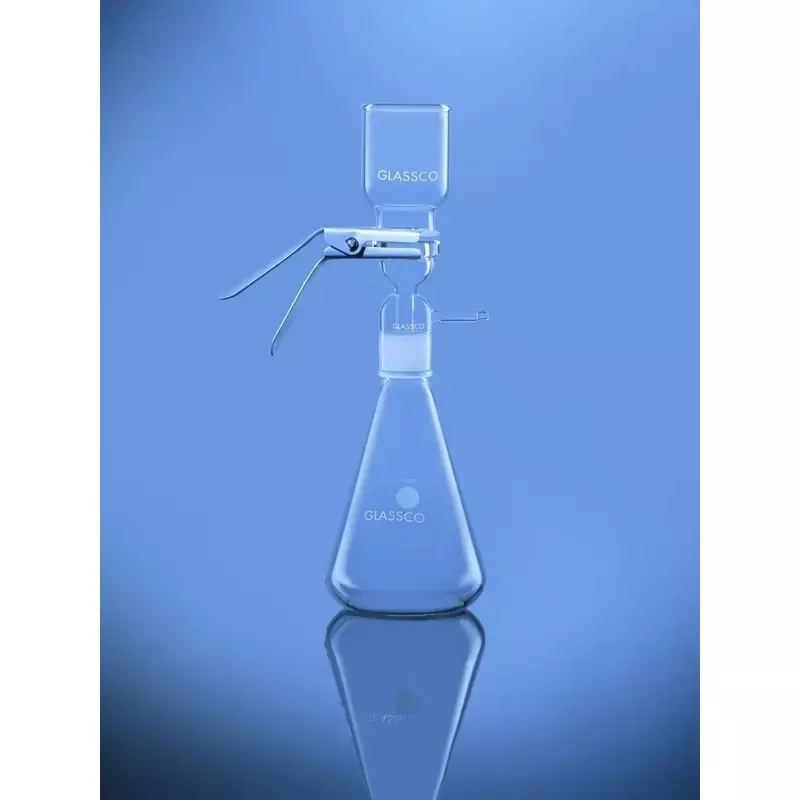 Glassco All Glass Filter Assembly with Funnel Fritted Base and Cap Clamp