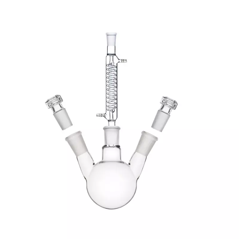 ABGIL Borosilicate Glass Reflux Assembly, Three Neck Round Bottom 1000 ml Flask Capacity, All Socket Size B-24(24/29), ABG3562