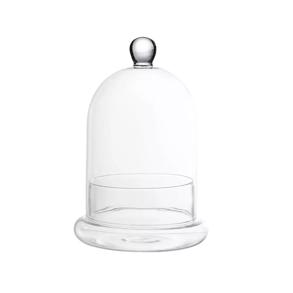 ABGIL Borosilicate Glass Bell Jar Knobbed with Borosilicate Glass Bowl 22.5 cm Height & 15 cm Dia, ABG1025