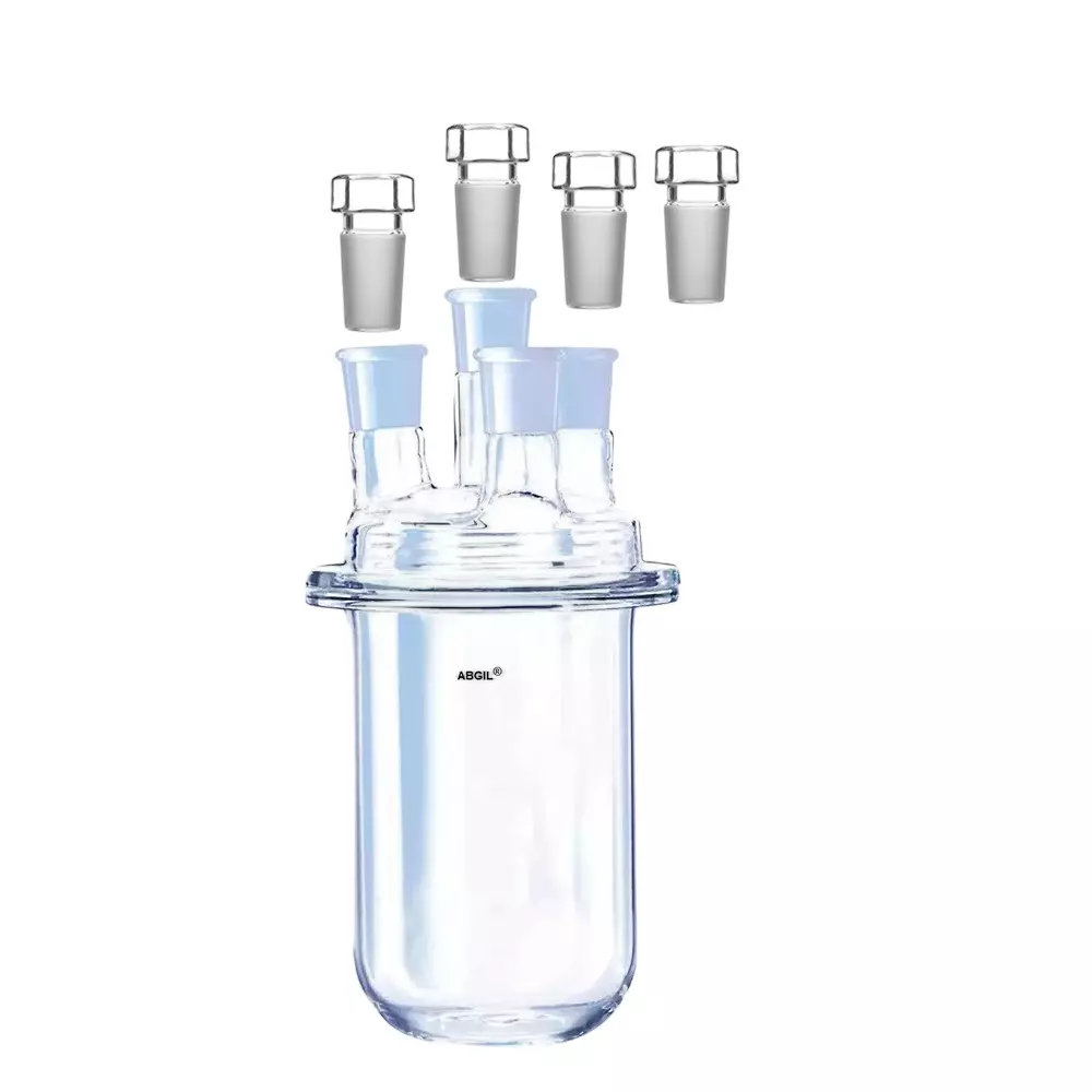 ABGIL Borosilicate Glass Resin Reaction Kettle, Flat Flange with Lid, Centre Neck Joint B-34(34/35), All Side Neck Joint Sizes B-24(24/29), 8000 ml Capacity, ABG3596