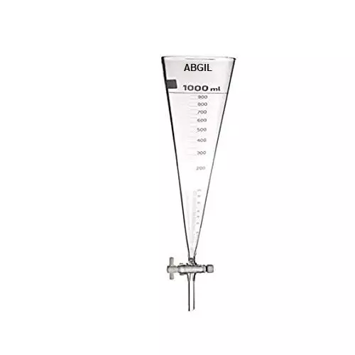 ABGIL Borosilicate Glass Imhoff Sedimentation Cone with Stopcock 1000 ml Capacity, ABG1330