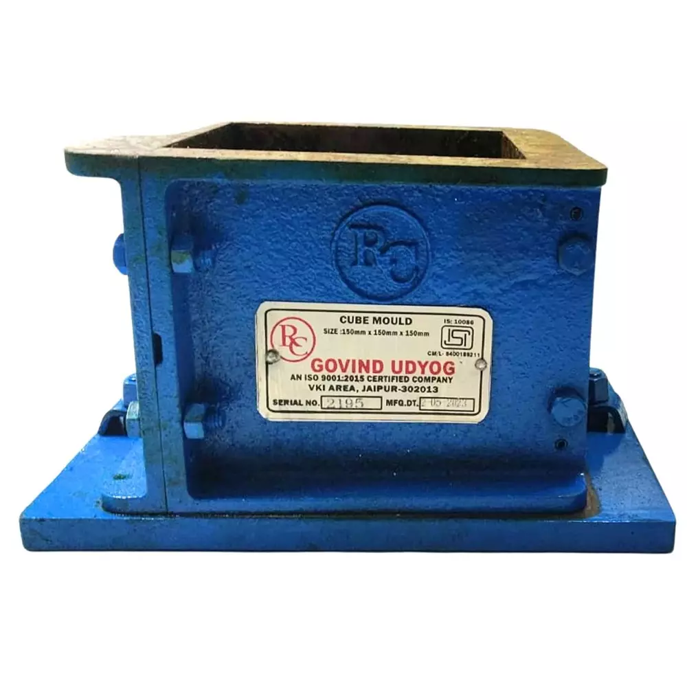 efficacy-15-cm-cube-mold-isi-certified-blue-color-metal-body-for-concrete-cube-construction-process