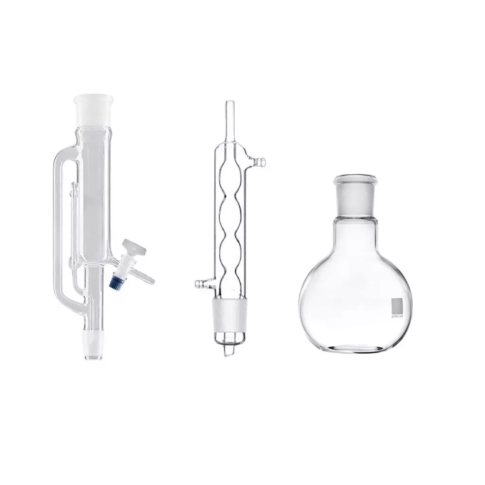 ABGIL Borosilicate Glass Soxhlet Extraction Apparatus with Side Stopcock, Flask Capacity 1000 ml, Extractor Capacity 200 ml, Allihn Condenser 250 mm, ABG1566