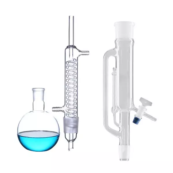 ABGIL Borosilicate Glass Soxhlet Extraction Apparatus(Side Sopcock) with Graham Coil Condenser, Flask Capacity 500 ml, Extractor Capacity 100 ml, Graham Coil Condenser 250 mm, ABG1575