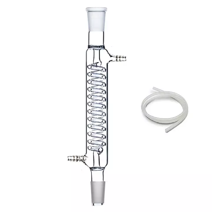 ABGIL Borosilicate Glass Condenser Coil (Graham) with Rubber Tube For Inlet & Outlet, Condenser Length 300 mm, Tube Length 70 cm, Joint Size (Cone & Socket) B-19(19/26), ABG1138