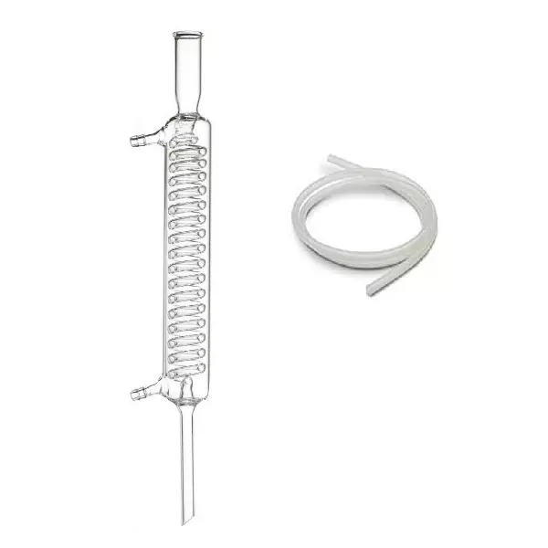 ABGIL Borosilicate Glass Condenser Coil (Graham) with Rubber Tube For Inlet & Outlet Condenser Length 300 mm and Tube Length 70 cm, ABG1136