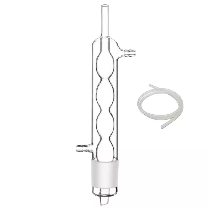 ABGIL Borosilicate Glass Bulb (Allihn) Condenser with Rubber Tube For Inlet & Outlet Tube Length 100 cm Condenser Length 1000 mm, Joint Size(Cone) B-34(34/35), ABG3743