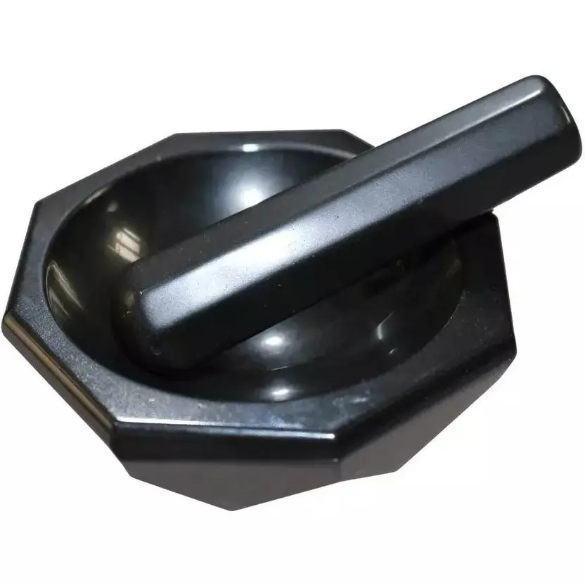 LARK Mortar and Pestle 6 inch (150 mm) Black Agate Marble with Round Base