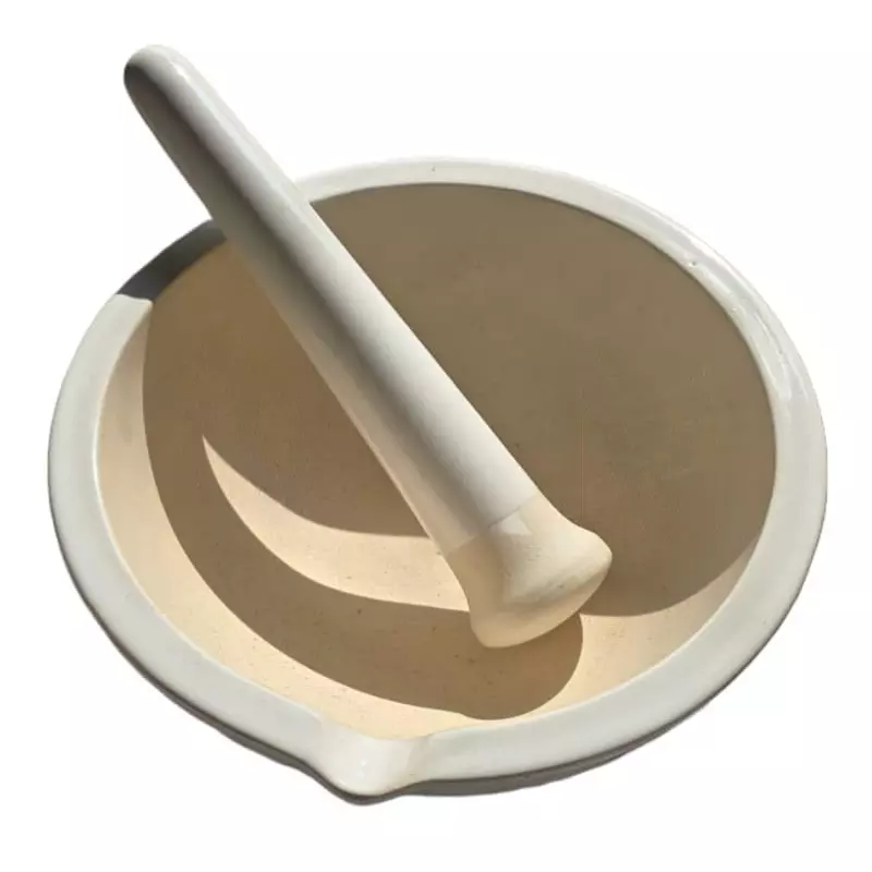 WKM Porcelain Mortar & Pestle Set Round Shape Modern and Traditional Style 25.4 cm (10 inch) Size White