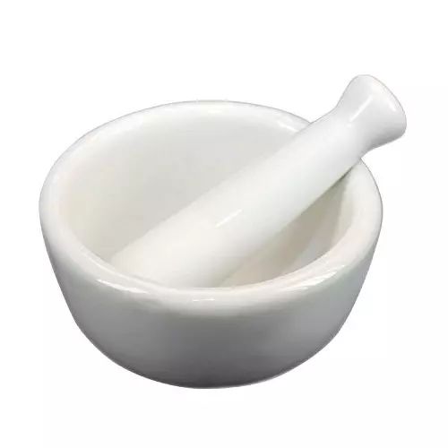 WKM 203.2 mm (8 Inch) Dia White Color Round Shape Porcelain Mortar Pestle KT84PM