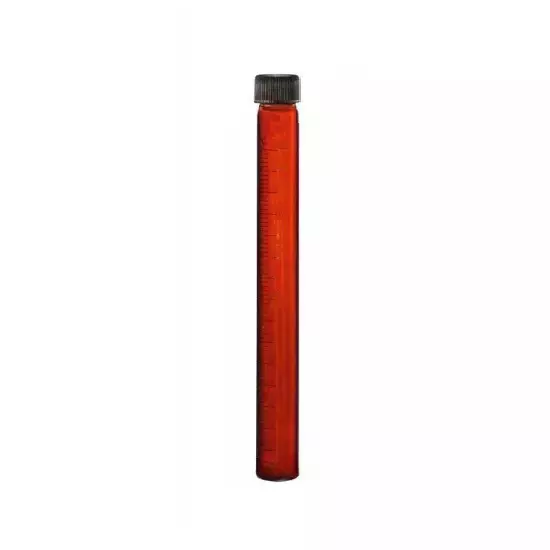 ABGIL Borosilicate Glass Graduated Culture Media Tube Flat Bottom Amber Color with Screw Cap, 5 ml Capacity, ABG4073