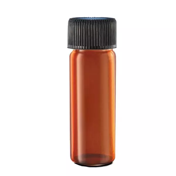 ABGIL Borosilicate Glass Culture Media Tube Flat Bottom Amber Color with Screw Cap, 15 ml Capacity, ABG4040