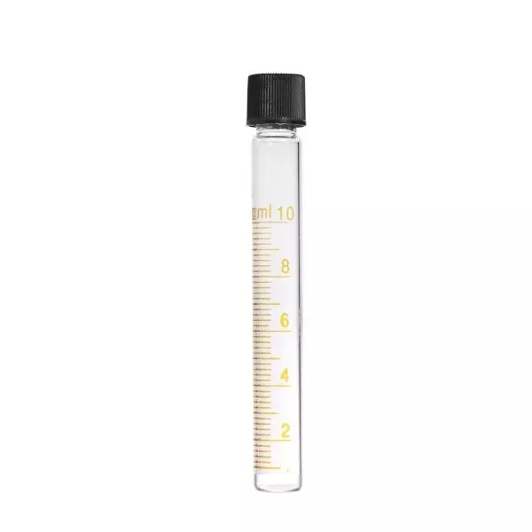 ABGIL Borosilicate Glass Graduated Culture Media Tube Flat Bottom with Screw Cap, 10 ml Capacity, ABG4060