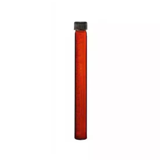 ABGIL Borosilicate Glass Graduated Culture Media Tube Flat Bottom Amber Color with Screw Cap, 150 ml Capacity, ABG4079