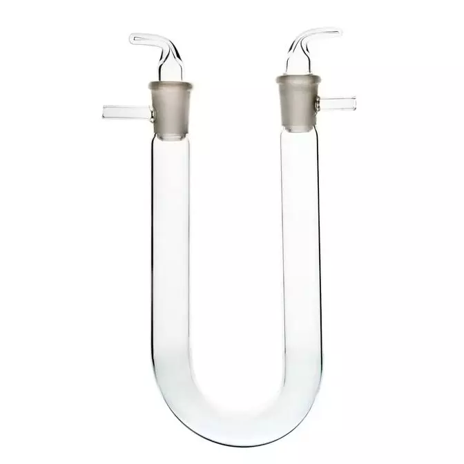 ABGIL Borosilicate Glass Calcium Chloride Tube U Shape with Side Tube & Interchangeable Stopper 18 mm Dia, 150 mm Length, ABG4154