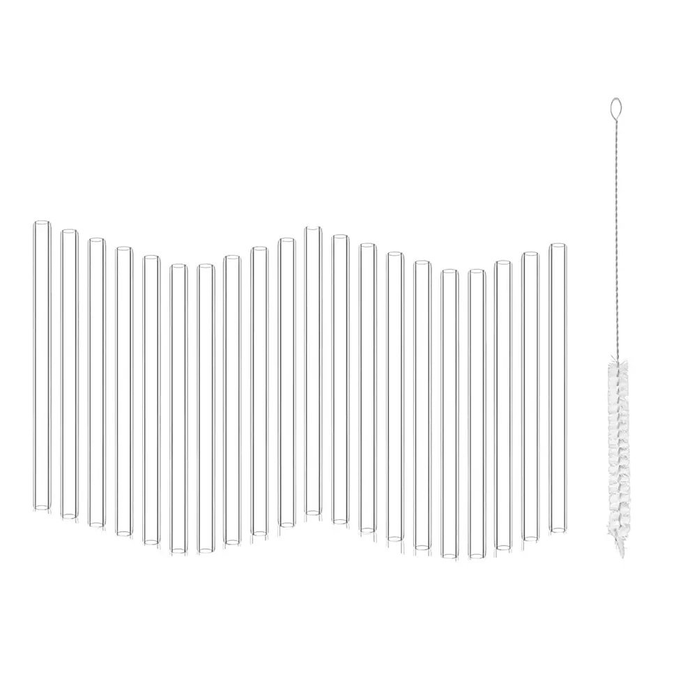 ABGIL Borosilicate Glass Long Tubes, With One Claining Brush 12 mm Inner Dia, 16 mm Outer Dia, 20 mm Length, ABG4224 (Pack of 20)