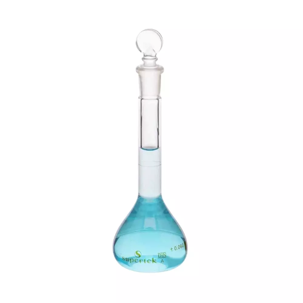 Supertek 10 ml QR Coded Volumetric Flask Class A Neck Size 10/19 ISI Mark with Interchangeable Glass and Super Stopper, Individual Works Certificate, 77.418.0010WQI (Pack of 2)