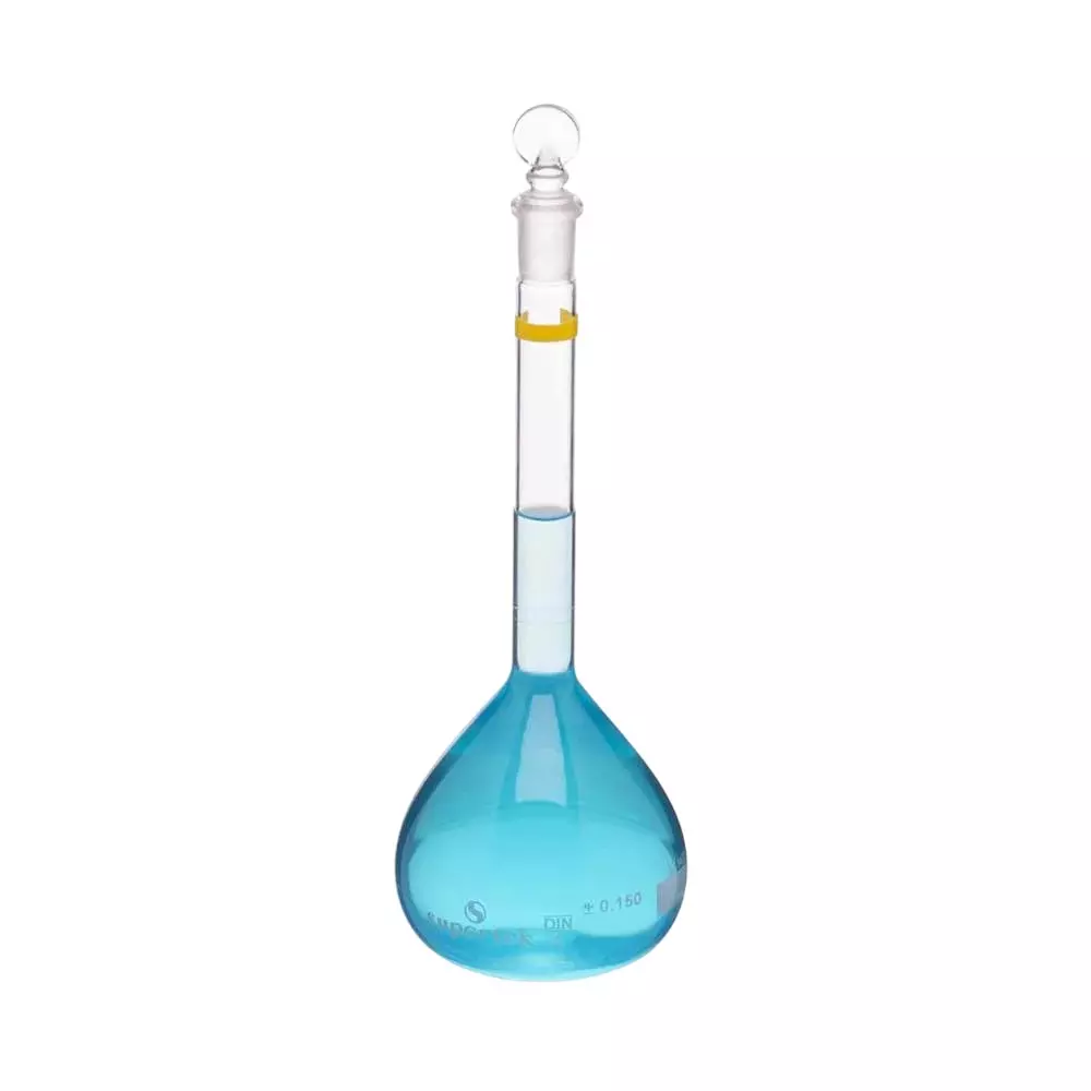 Supertek 10 ml Color Coded Volumetric Flask Class A Neck Size 7/16 ISI Mark with Interchangeable Glass and Super Stopper, Individual Works Certificate, 77.417.0010NIS (Pack of 2)