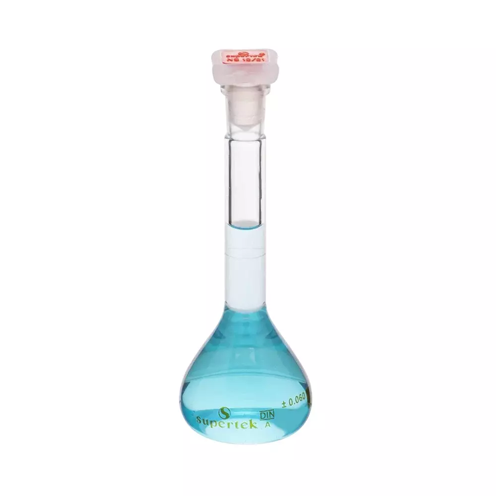 Supertek 100 ml QR Coded Volumetric Flask Class A ISI Mark with Interchangeable Glass and Super Stopper, Individual Works Certificate, 77.418.0100QI (Pack of 2)