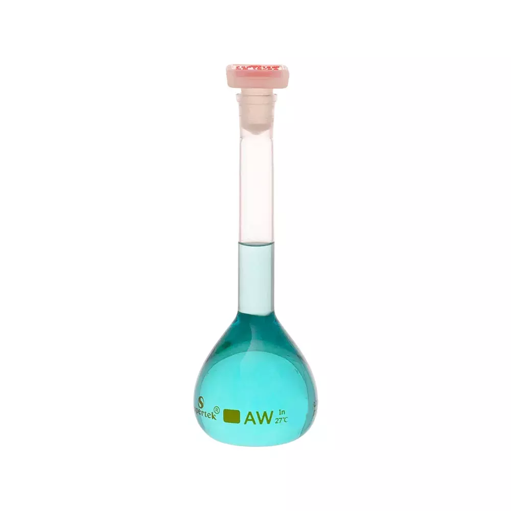Supertek 250 ml QR Coded Volumetric Flask Wide Mouth Class A ISI Mark with Interchangeable Glass and Super Stopper, Individual Works Certificate, 77.439.0250QI (Pack of 2)