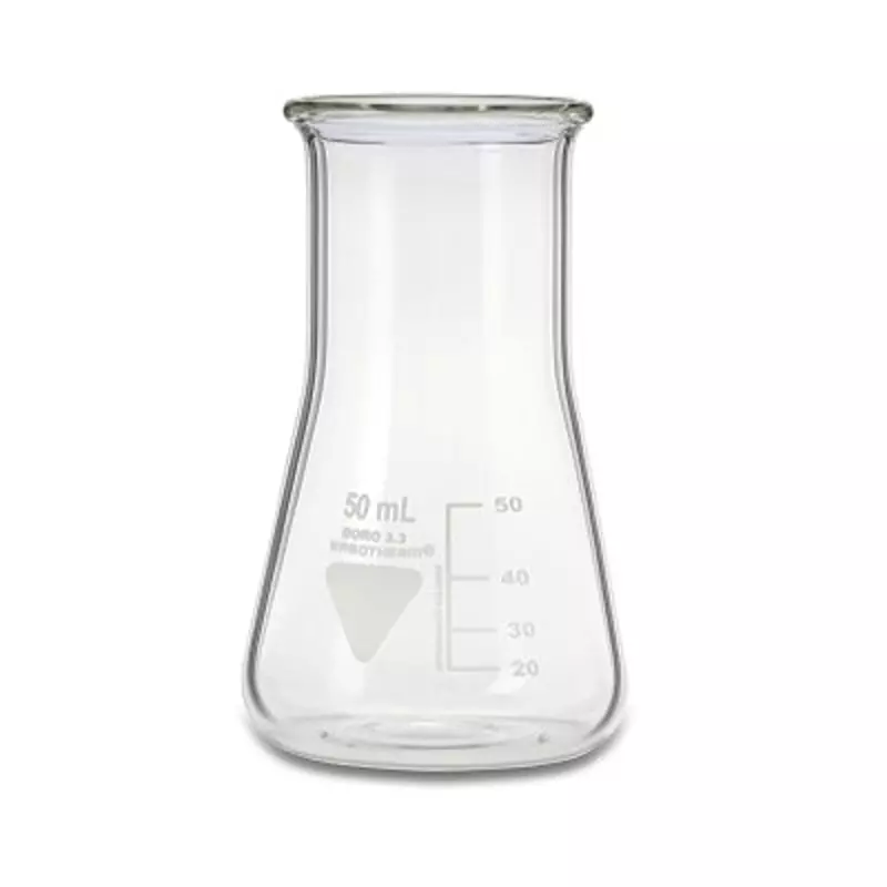 RS PRO Laboratory Flask 50 ml Capacity Borosilicate Glass 51 mm Dia, 2519341 (Pack of 10)