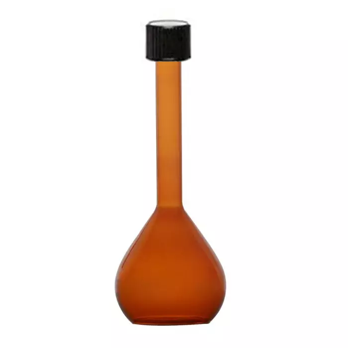 ABGIL Borosilicate Glass Amber Color Volumetric Flask with Screw Cap 50 ml Capacity, ABG2472