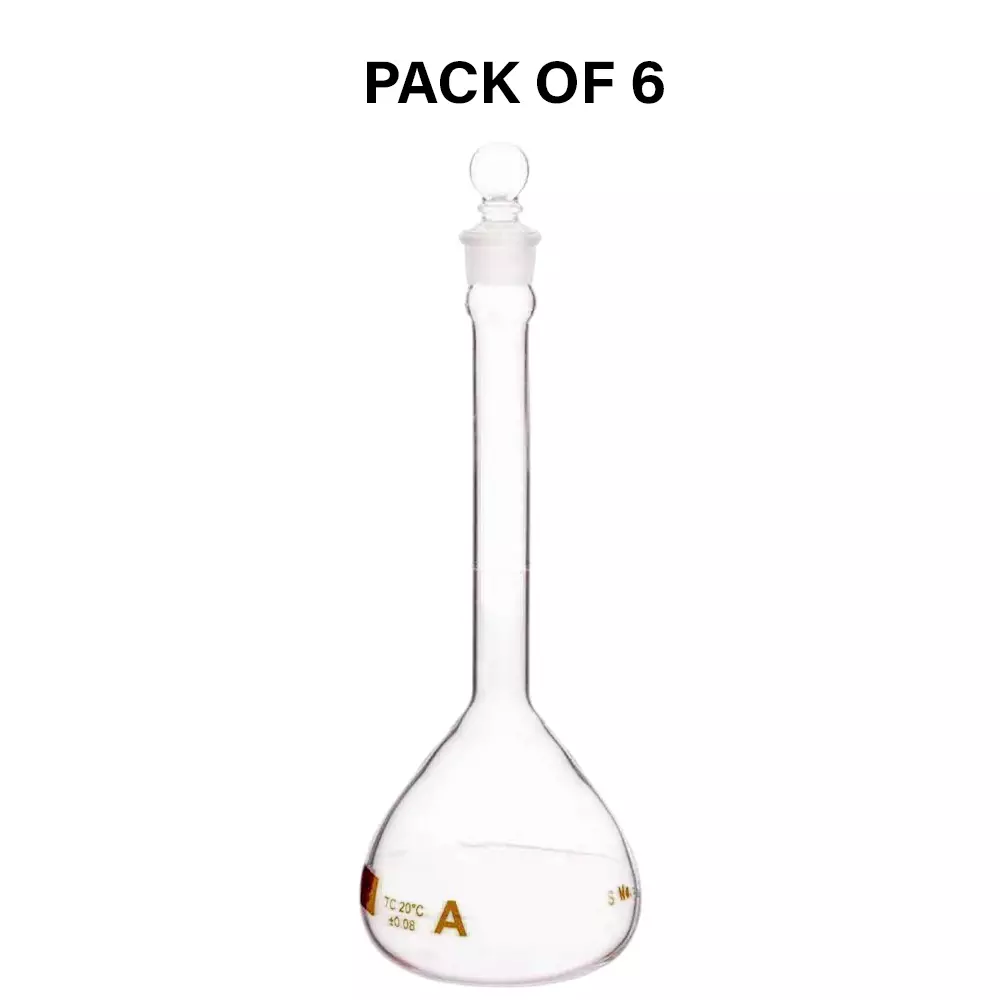 Supertek 10 ml QR Coded Volumetric Flask ASTM Narrow Mouth Class A with Glass Stopper and Individual Works Certificate, 46.403.0025QR (Pack of 6)