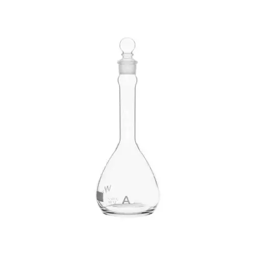 Supertek 750 ml QR Coded Volumetric Flask ASTM Wide Mouth Heavy Duty Class A with Glass Stopper and Individual Works Certificate, 46.424.0750RQR