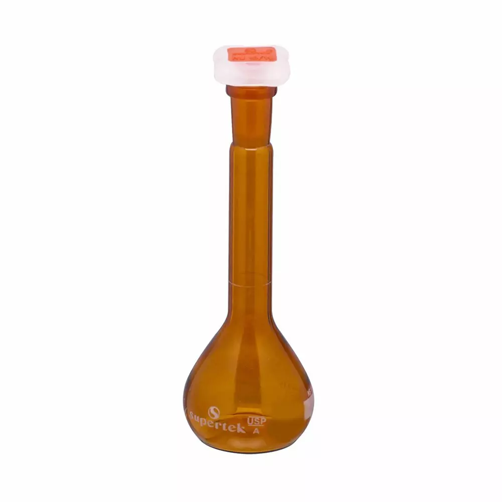 Supertek QR Coded Volumetric Flask Amber Class A 10 ml with Interchangeable Glass and Super Stopper, 74.419.0010WQR (Pack of 2)
